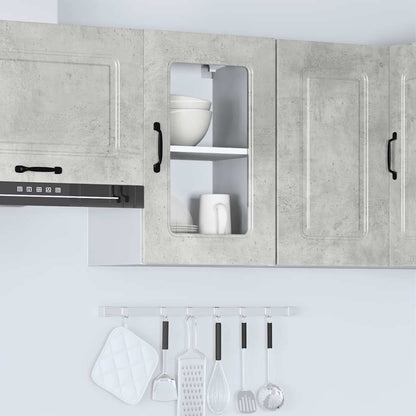 Kitchen Wall Cabinet with Glass Door Kalmar Concrete Grey Engineered Wood