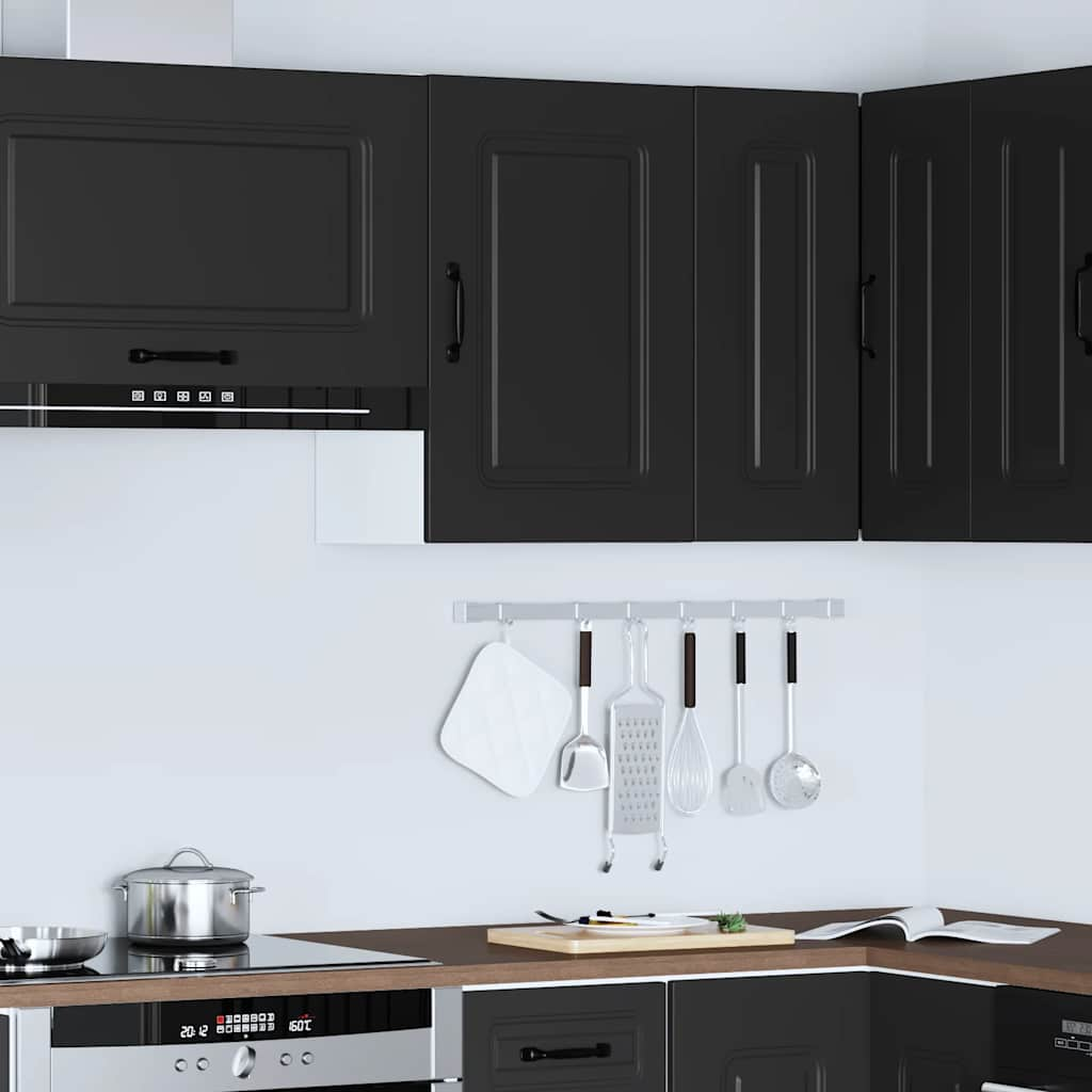 Kitchen Wall Cabinet Kalmar Black Engineered Wood