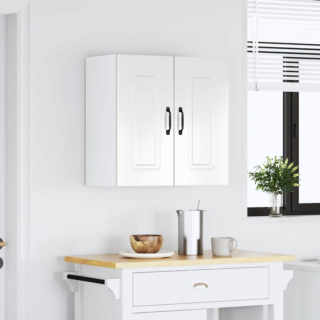 Kitchen Wall Cabinet Kalmar High Gloss White Engineered Wood