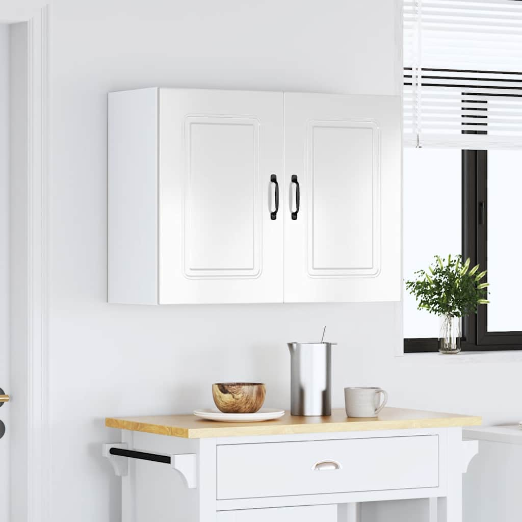 Kitchen Wall Cabinet Kalmar High Gloss White Engineered Wood