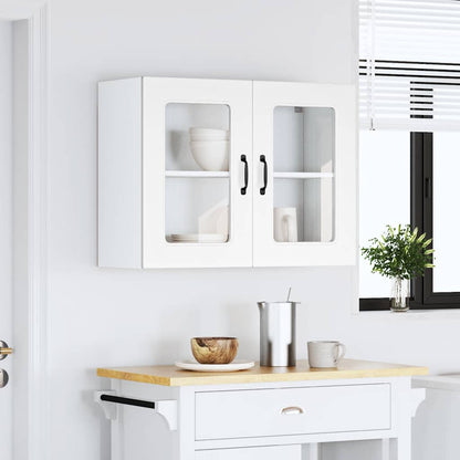 Kitchen Wall Cabinet with Glass Door Kalmar White Engineered Wood