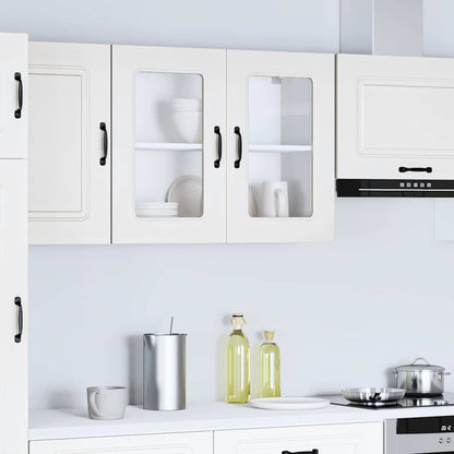 Kitchen Wall Cabinet with Glass Door Kalmar White Engineered Wood