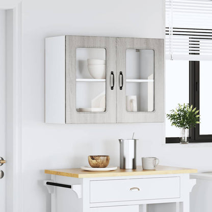 Kitchen Wall Cabinet with Glass Door Kalmar Grey Sonoma Engineered Wood