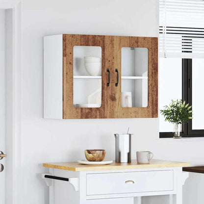 Kitchen Wall Cabinet with Glass Door Kalmar Old Wood Engineered Wood