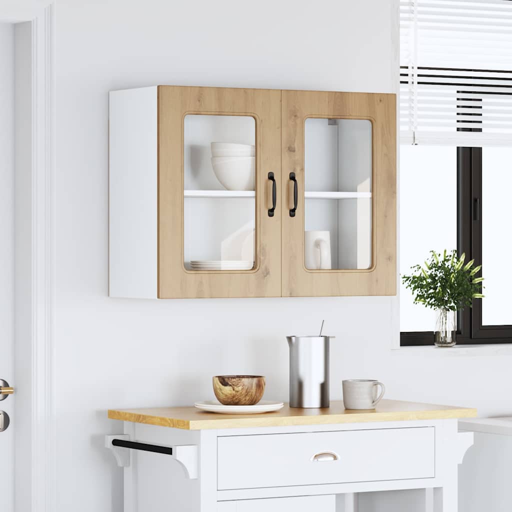 Kitchen Wall Cabinet with Glass Door Kalmar Artisan Oak Engineered Wood