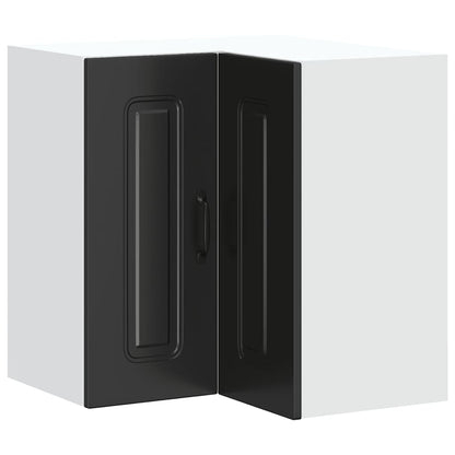 Kitchen Wall Corner Cabinet Kalmar Black Engineered Wood