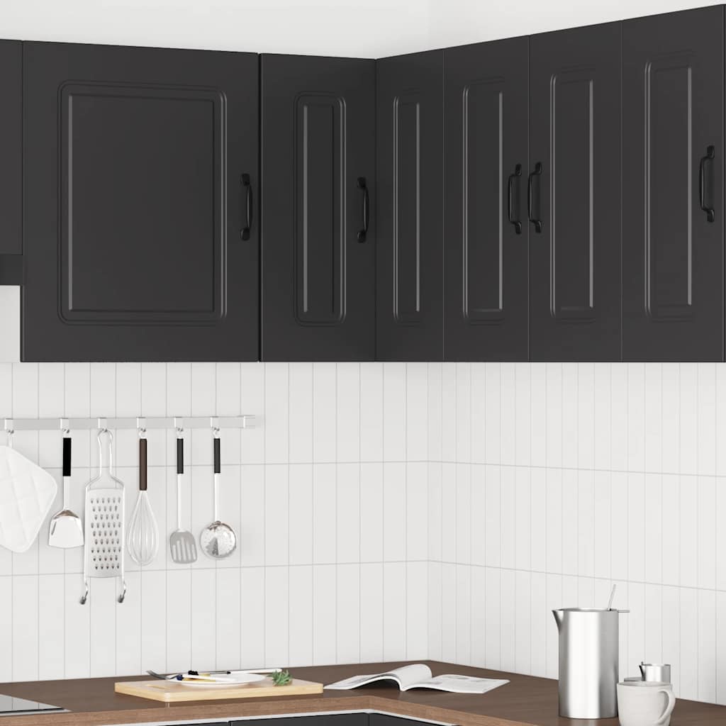 Kitchen Wall Corner Cabinet Kalmar Black Engineered Wood