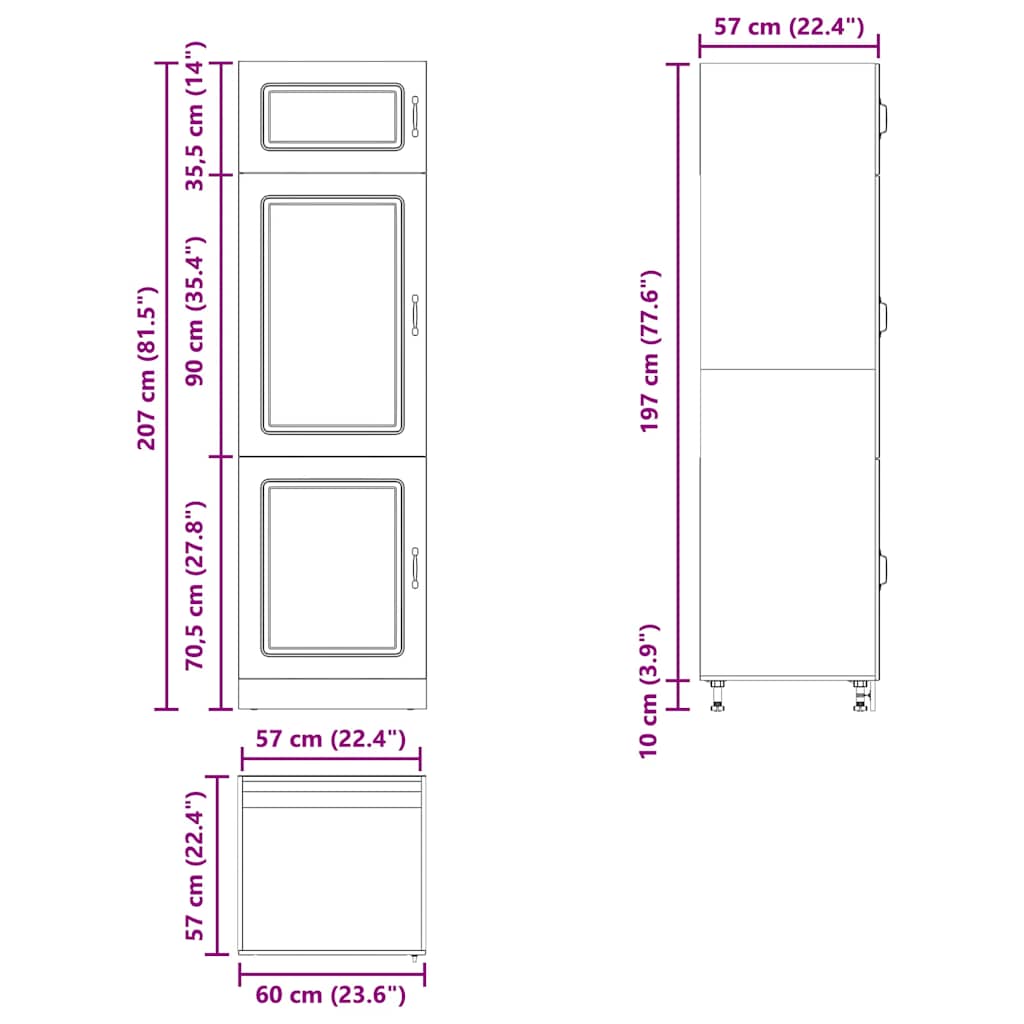 Kitchen Cupboard Kalmar Black Engineered Wood