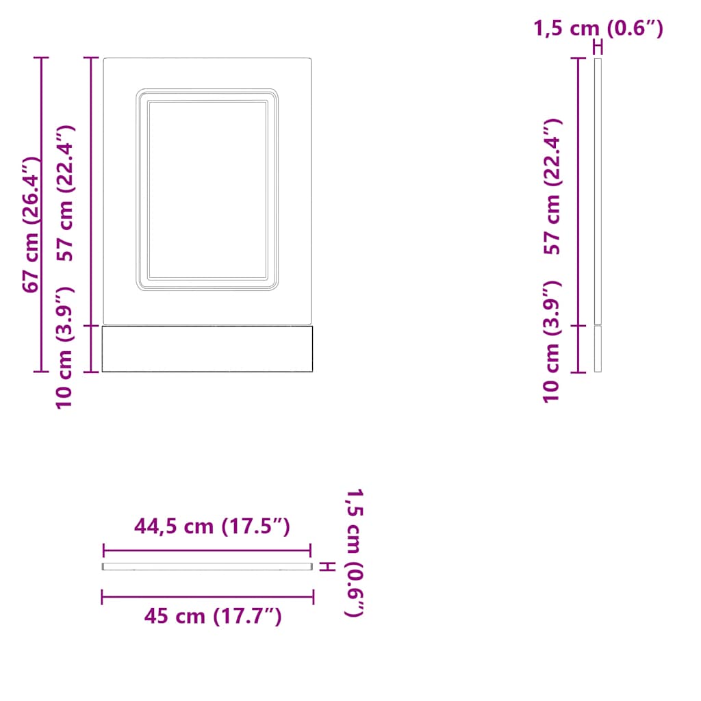 Dishwasher Panel Kalmar Black 45x1.5x67 cm Engineered Wood