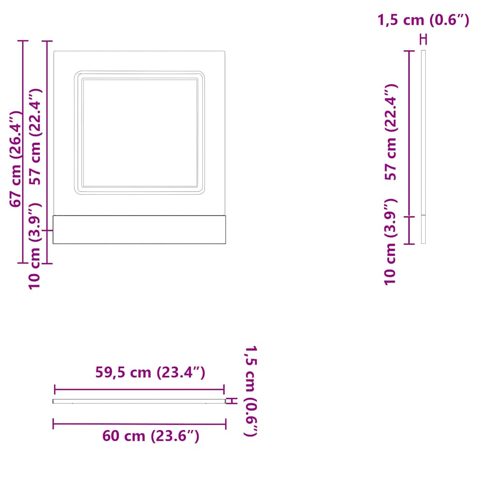 Dishwasher Panel Kalmar White 60x1.5x67 cm Engineered Wood