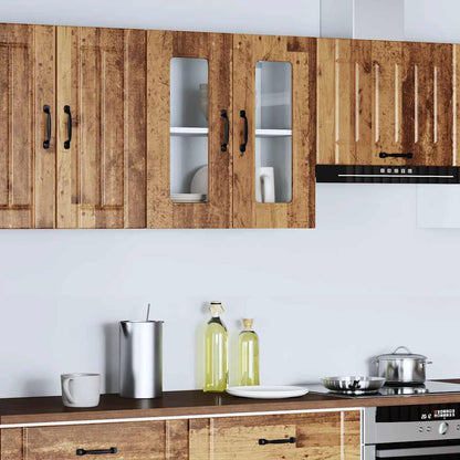 Kitchen Wall Cabinet with Glass Door Kalmar Old Wood Engineered Wood