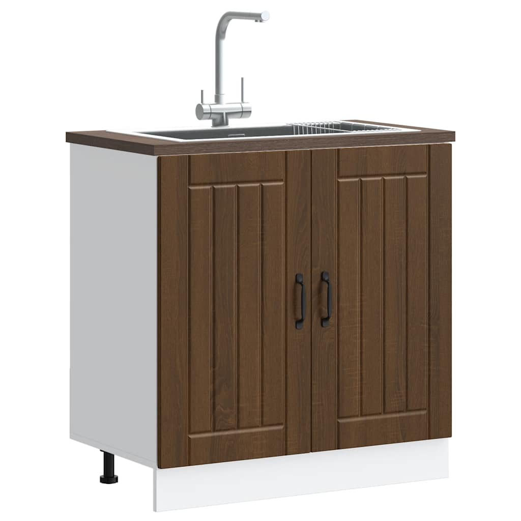 Sink Base Cabinet Lucca Brown Oak Engineered Wood