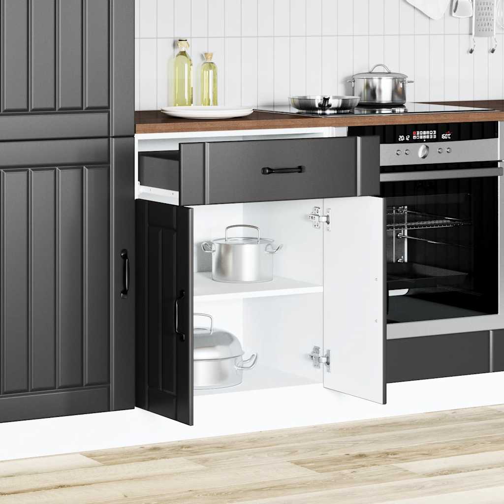 Kitchen Base Cabinet Lucca Black Engineered Wood