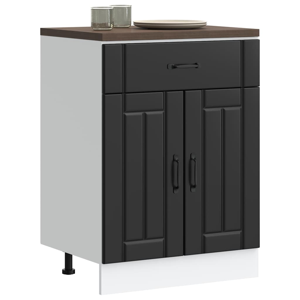 Kitchen Base Cabinet Lucca Black Engineered Wood