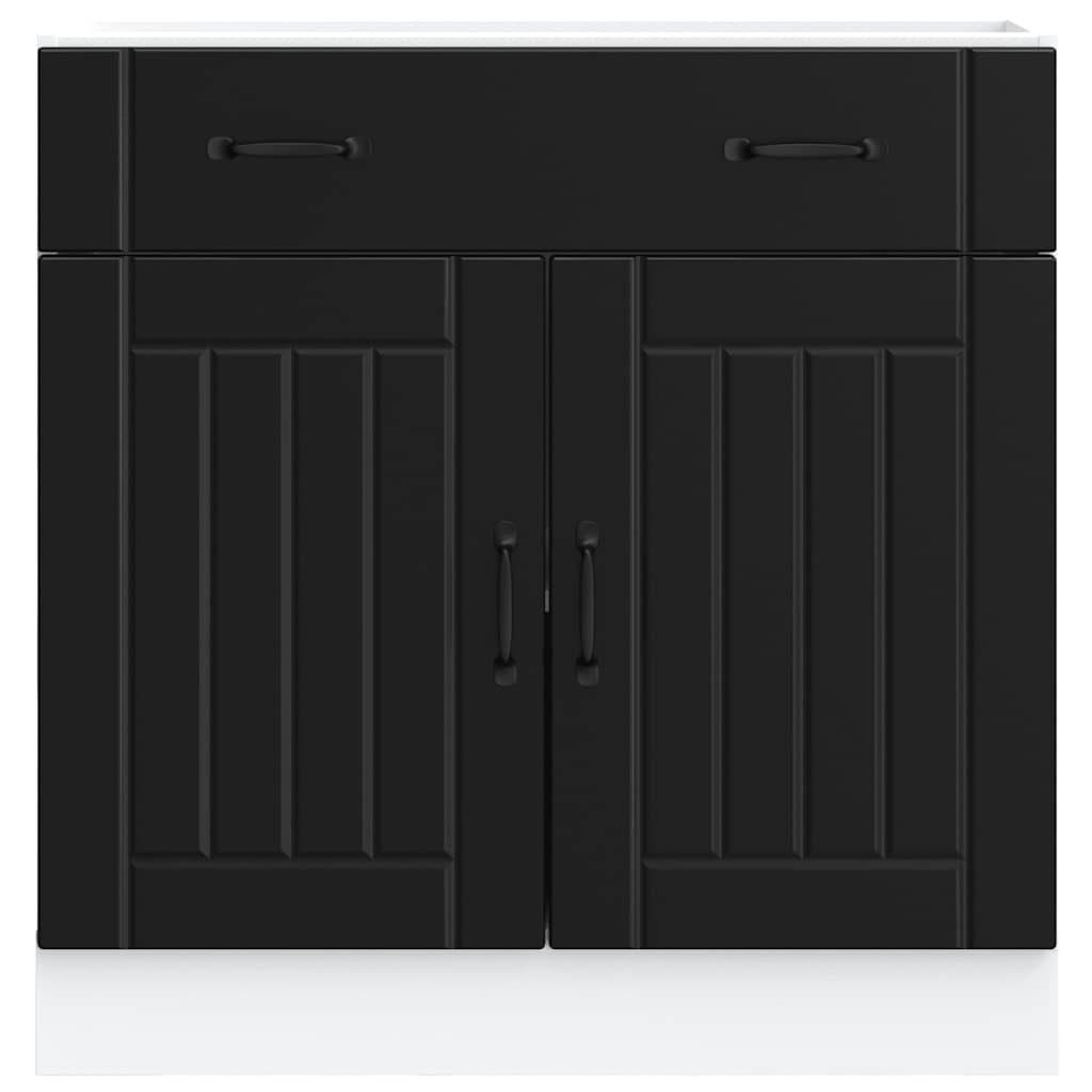 Kitchen Base Cabinet Lucca Black Engineered Wood