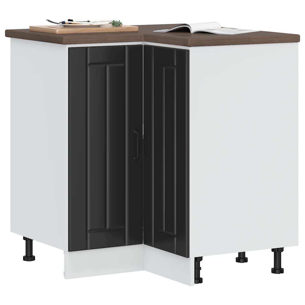 Kitchen Corner Base Cabinet Lucca Black Engineered Wood