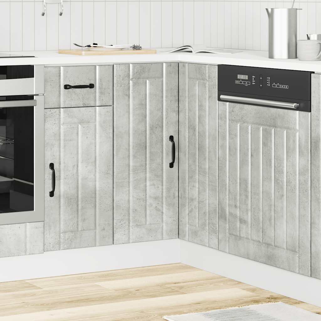 Kitchen Corner Base Cabinet Lucca Concrete Grey Engineered Wood