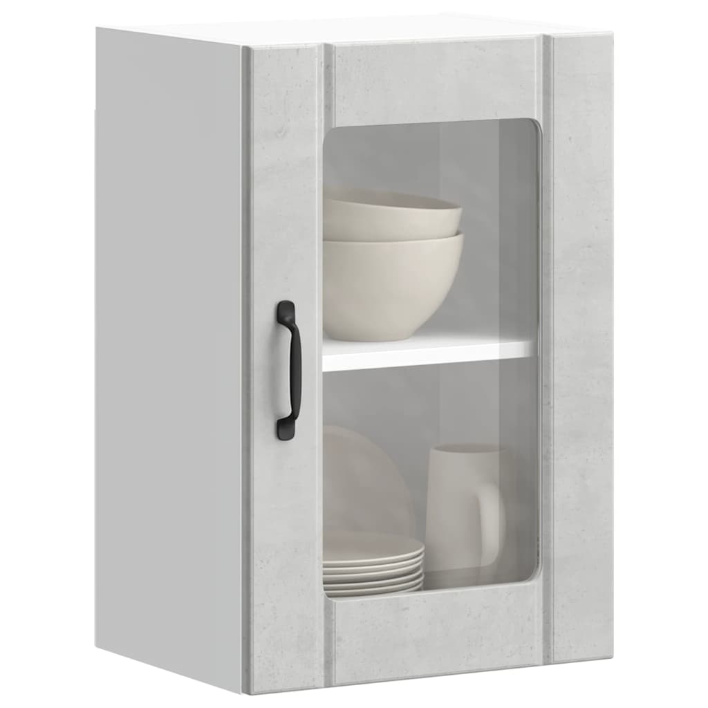 Kitchen Wall Cabinet with Glass Door Lucca Concrete Grey