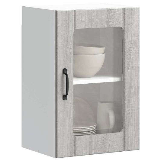 Kitchen Wall Cabinet with Glass Door Lucca Grey Sonoma