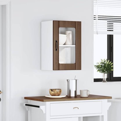 Kitchen Wall Cabinet with Glass Door Lucca Brown Oak