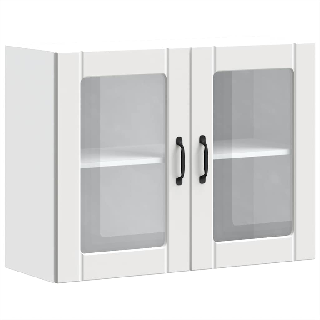 Kitchen Wall Cabinet with Glass Door Lucca White Engineered Wood