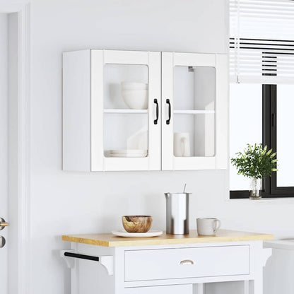 Kitchen Wall Cabinet with Glass Door Lucca White Engineered Wood