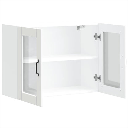 Kitchen Wall Cabinet with Glass Door Lucca White Engineered Wood