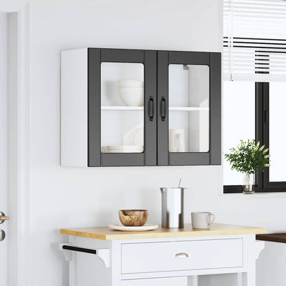 Kitchen Wall Cabinet with Glass Door Lucca Black Engineered Wood