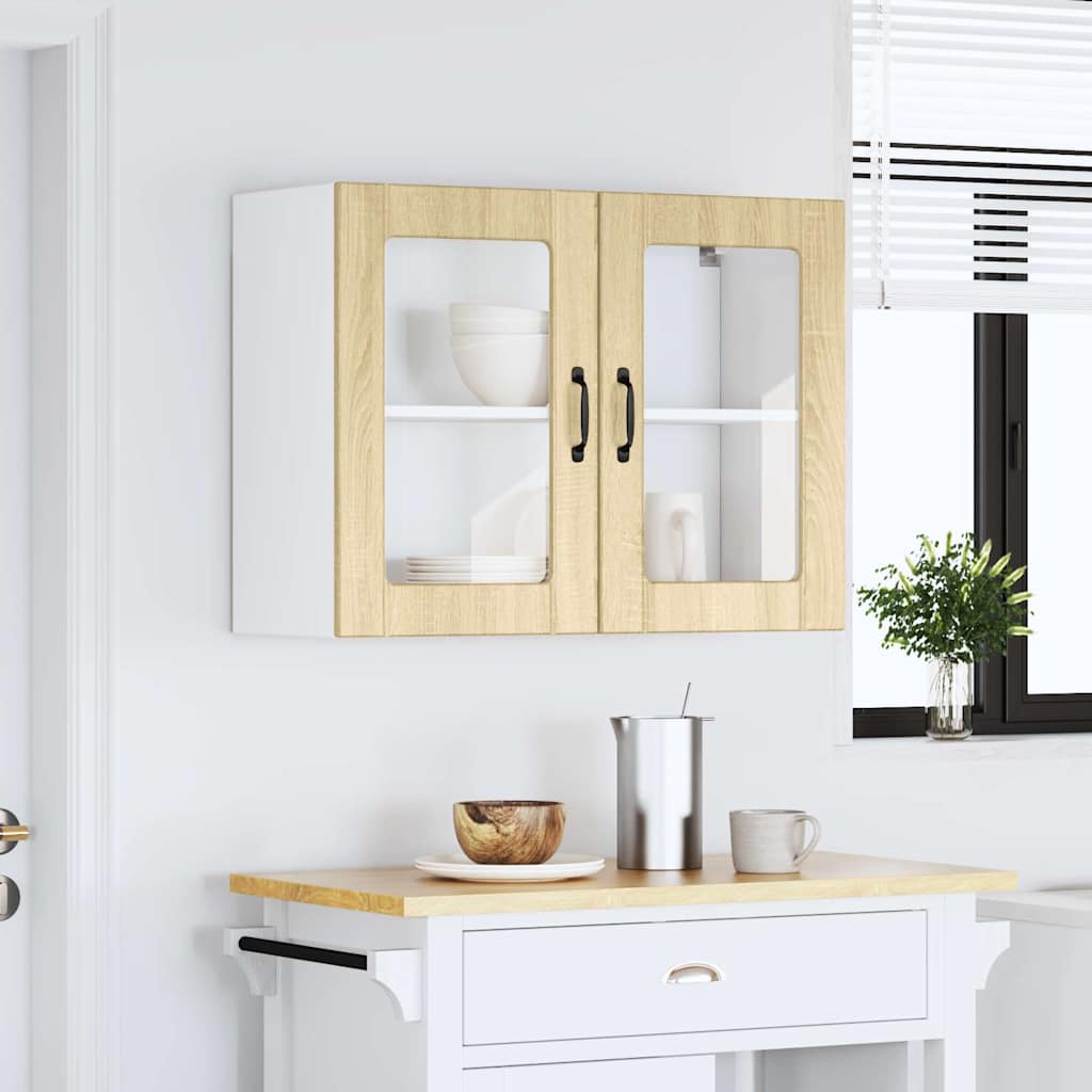 Kitchen Wall Cabinet with Glass Door Lucca Sonoma Oak Engineered Wood