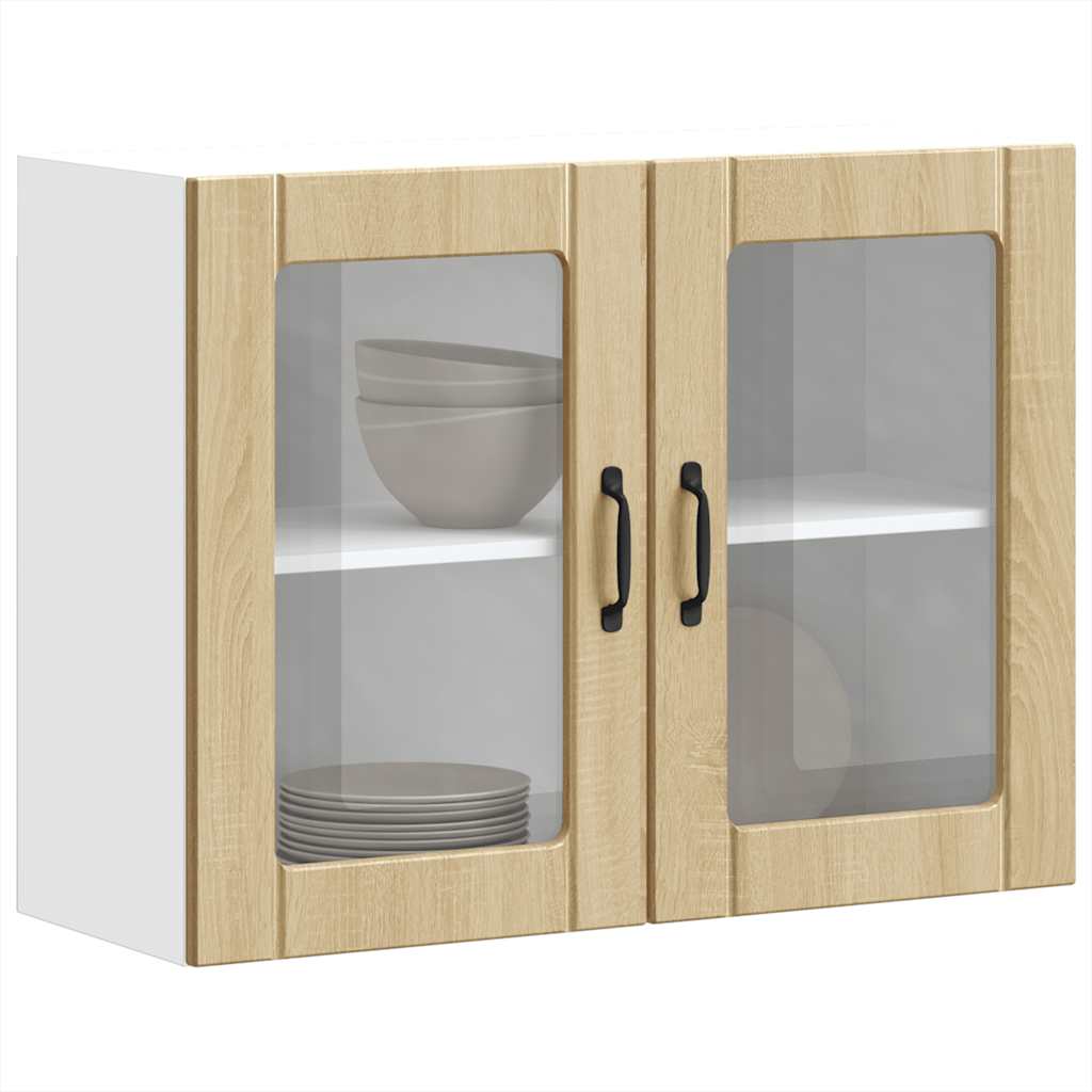 Kitchen Wall Cabinet with Glass Door Lucca Sonoma Oak Engineered Wood