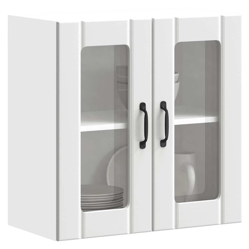 Kitchen Wall Cabinet with Glass Door Lucca White Engineered Wood