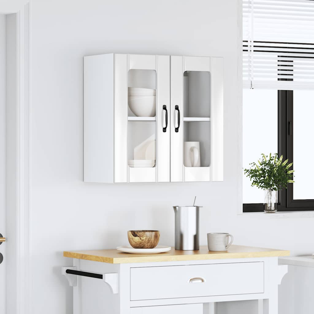 Kitchen Wall Cabinet with Glass Door Lucca High Gloss White Engineered Wood