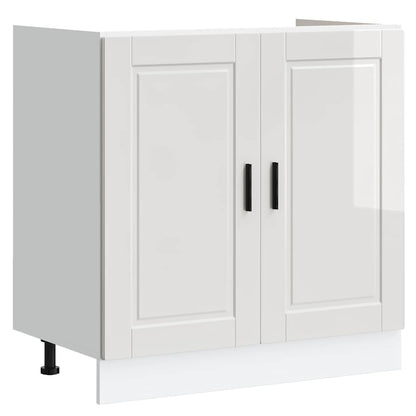 Sink Base Cabinet "Porto" High Gloss White 80x46x81.5 cm Engineered Wood