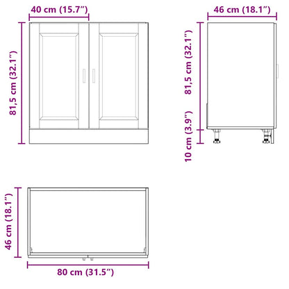 Sink Base Cabinet "Porto" High Gloss White 80x46x81.5 cm Engineered Wood