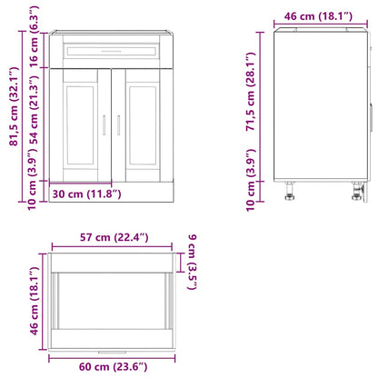 Kitchen Base Cabinet Porto Concrete Grey Engineered Wood