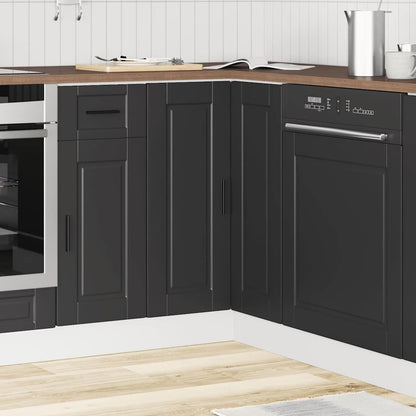 Kitchen Corner Base Cabinet Porto Black Engineered Wood