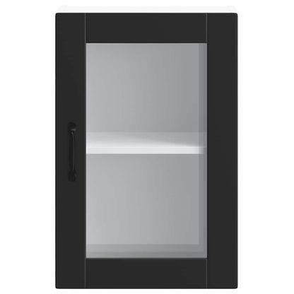 Kitchen Wall Cabinet with Glass Door Porto Black