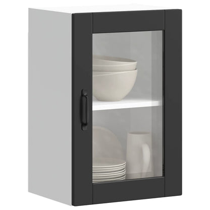 Kitchen Wall Cabinet with Glass Door Porto Black