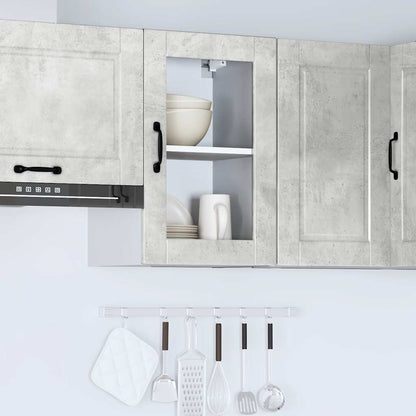 Kitchen Wall Cabinet with Glass Door Porto Concrete Grey