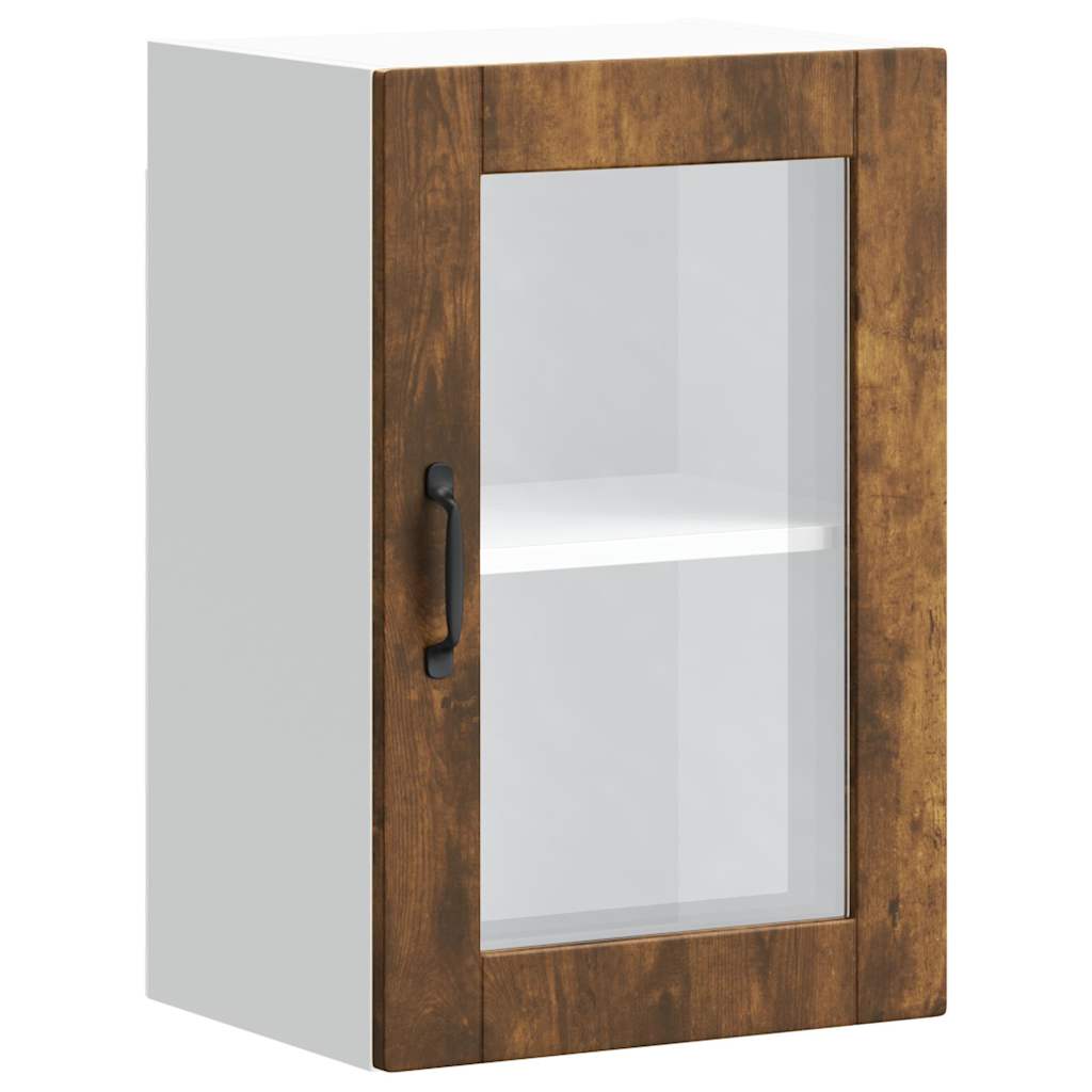 Kitchen Wall Cabinet with Glass Door Porto Smoked Oak