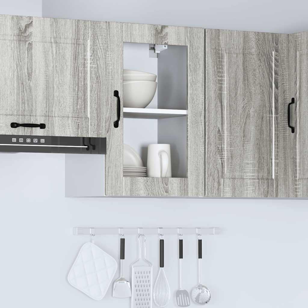 Kitchen Wall Cabinet with Glass Door Porto Grey Sonoma