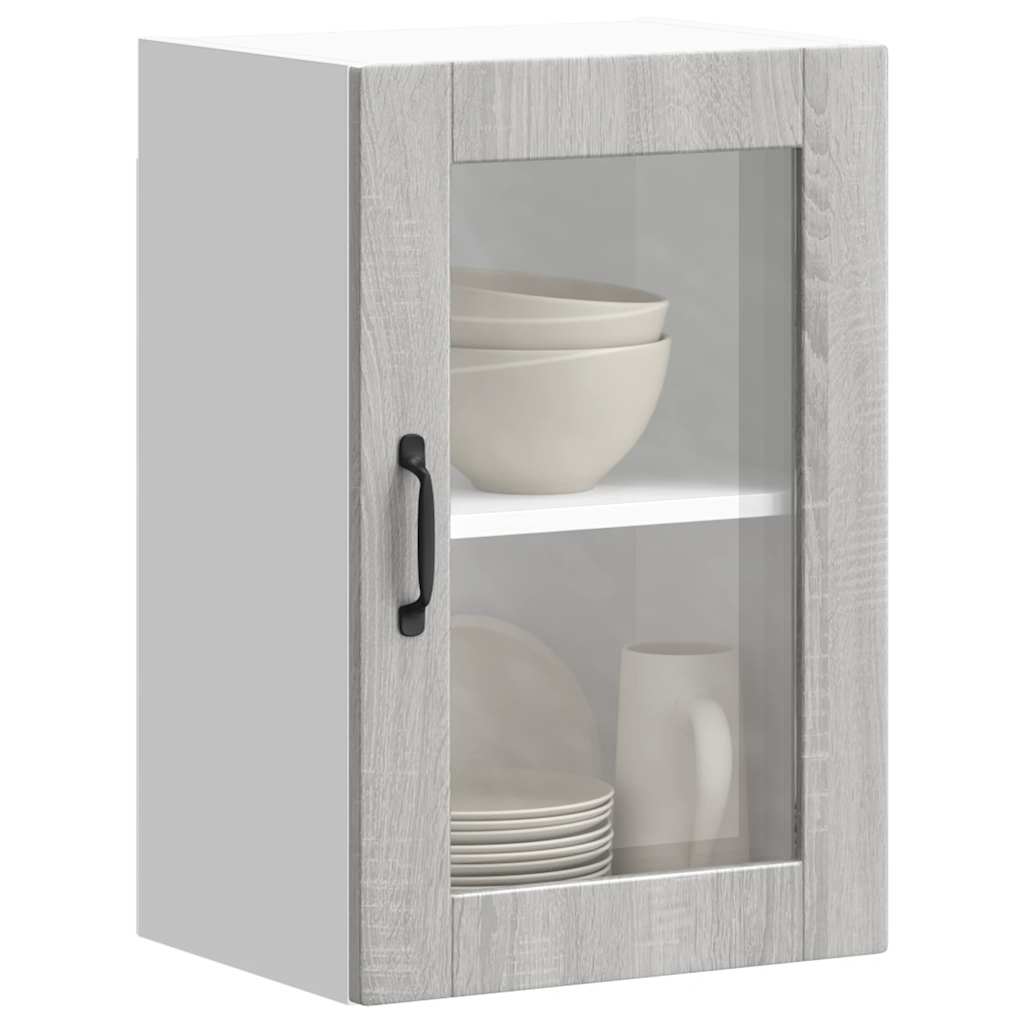 Kitchen Wall Cabinet with Glass Door Porto Grey Sonoma