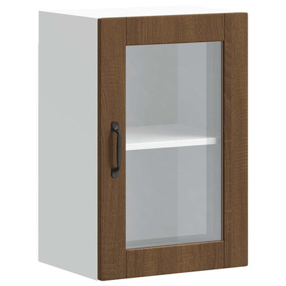 Kitchen Wall Cabinet with Glass Door Porto Brown Oak