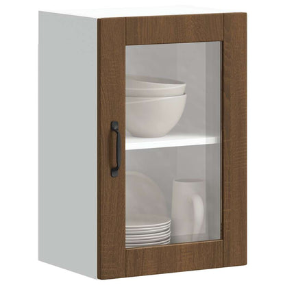 Kitchen Wall Cabinet with Glass Door Porto Brown Oak