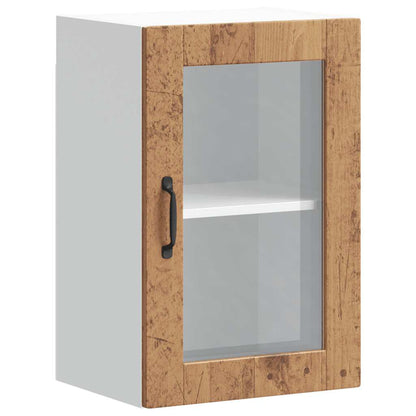 Kitchen Wall Cabinet with Glass Door Porto Old Wood