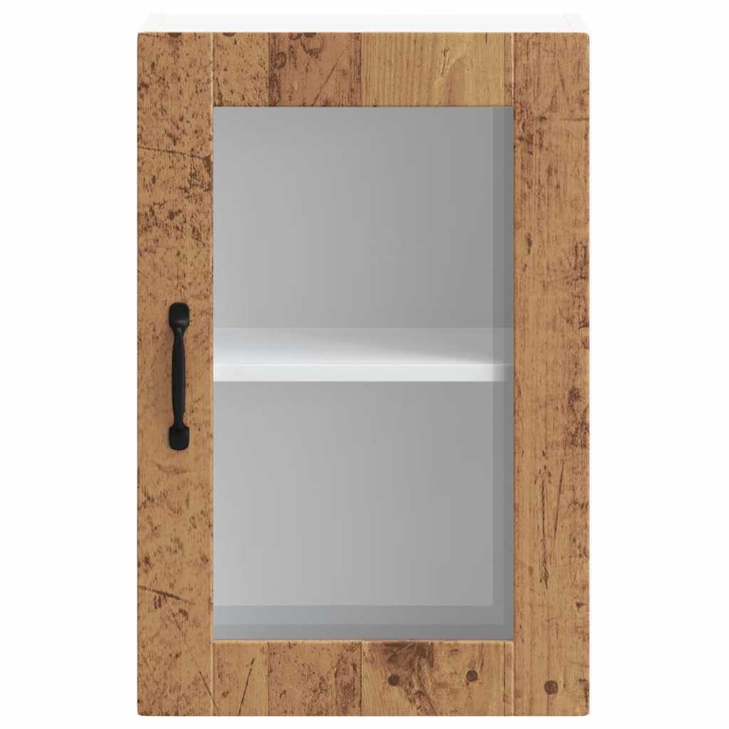 Kitchen Wall Cabinet with Glass Door Porto Old Wood