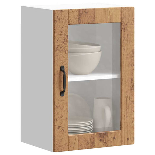 Kitchen Wall Cabinet with Glass Door Porto Old Wood