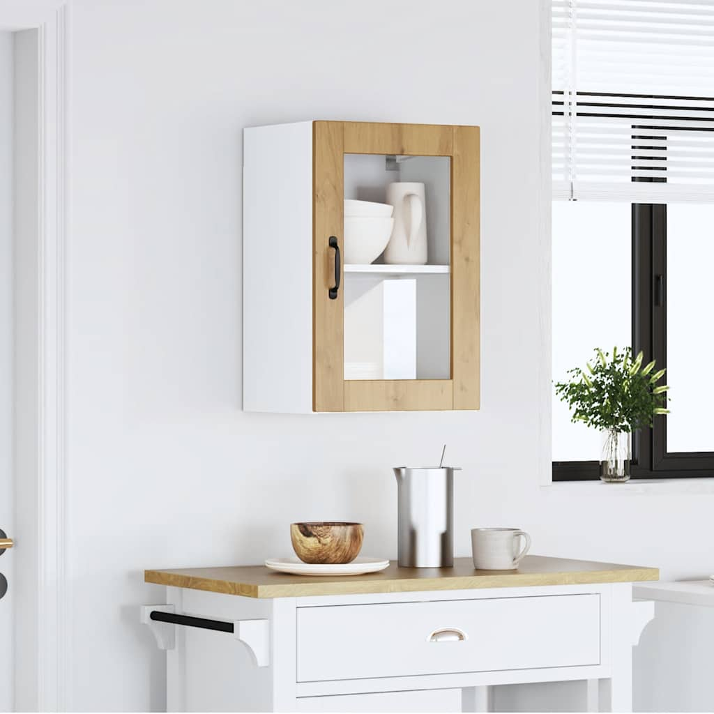 Kitchen Wall Cabinet with Glass Door Porto Artisan Oak