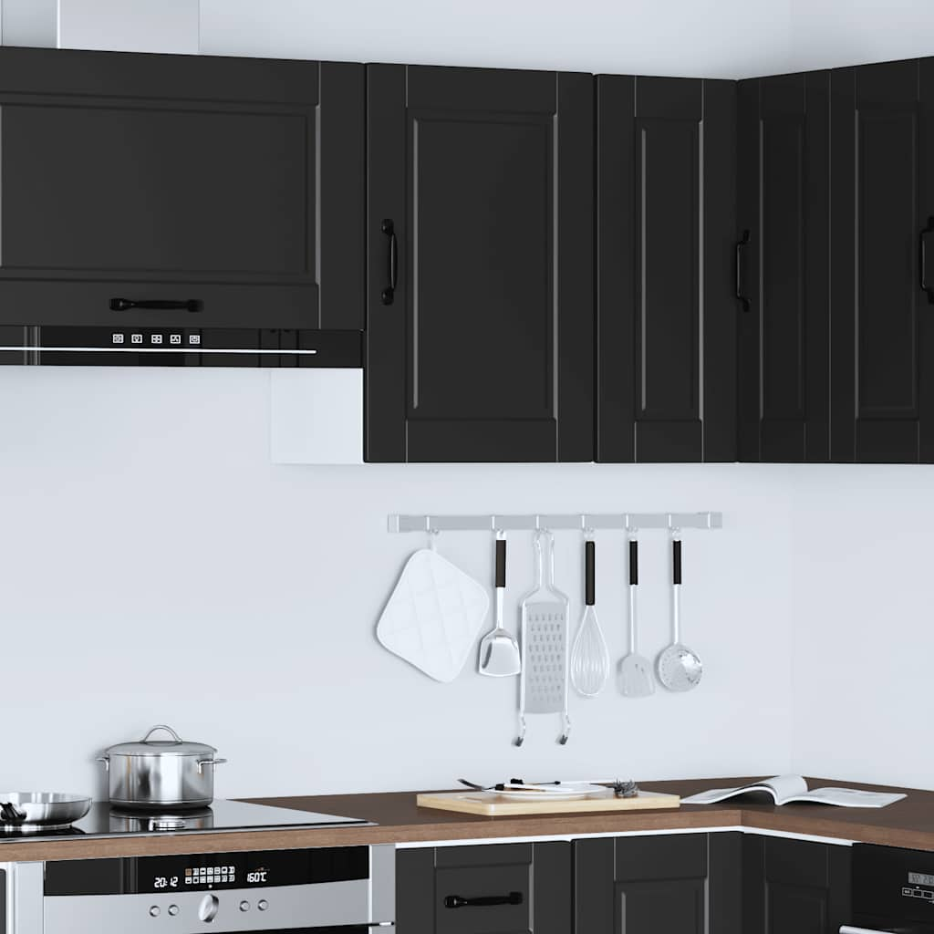 Kitchen Wall Cabinet Porto Black Engineered Wood