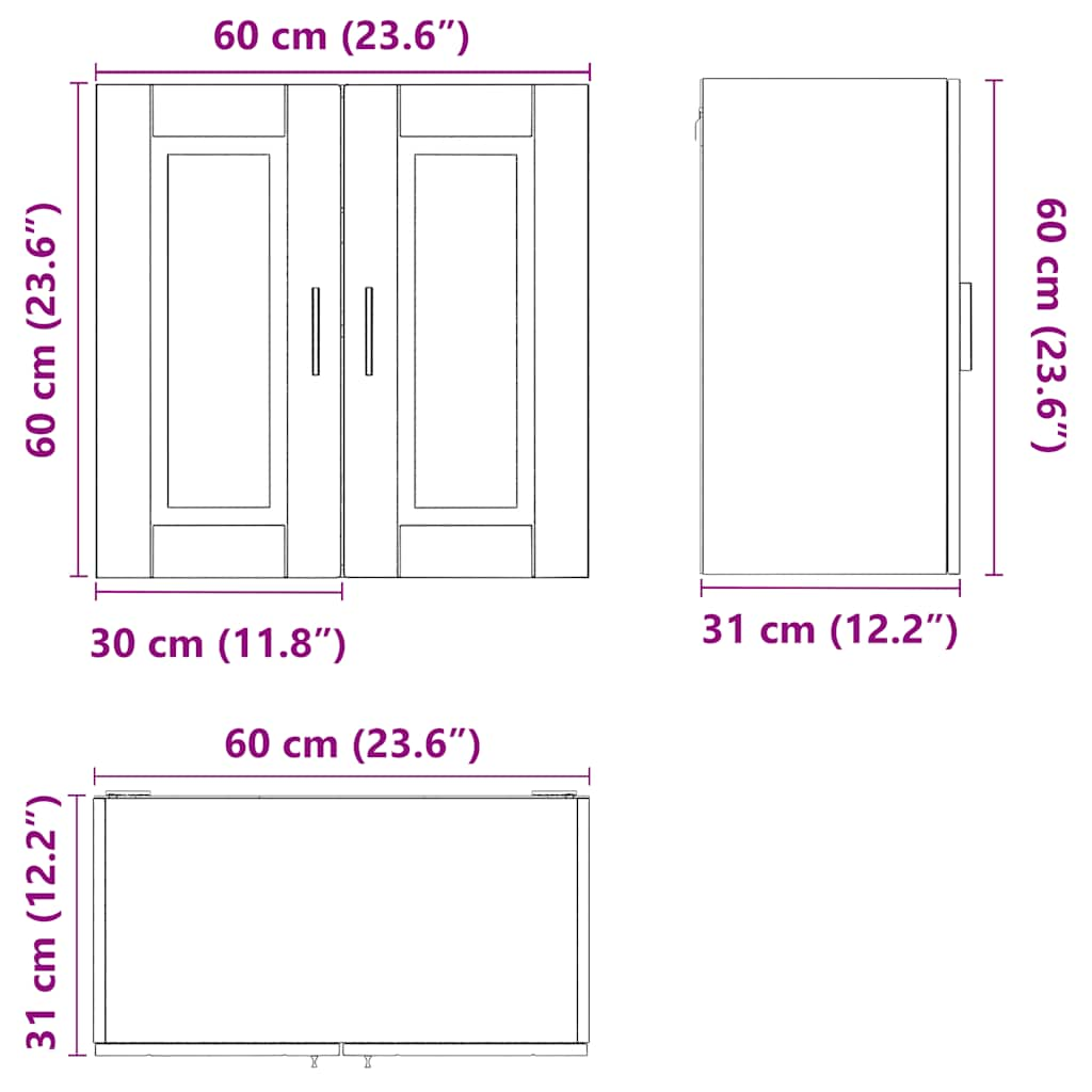 Kitchen Wall Cabinet Porto Black Engineered Wood